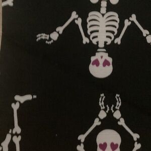 New Betsey Johnson Halloween shower curtain 72”x72” - skeletons doing yoga